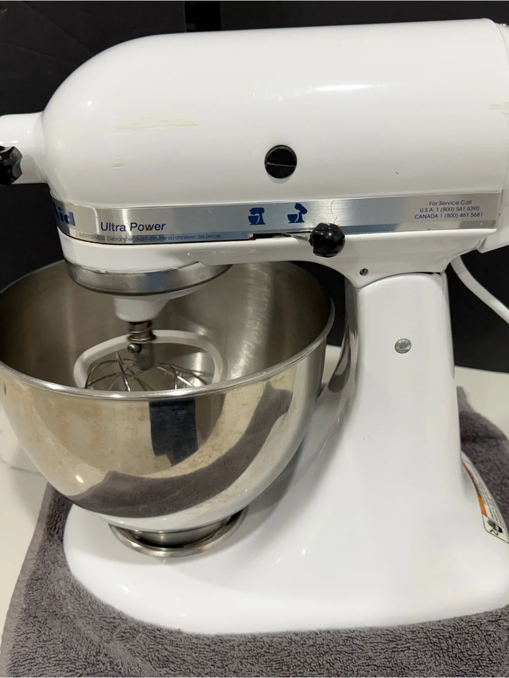 KitchenAid White Ultra Power Stand Mixer with Stainless Bowl
